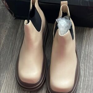 EGO Cream Ankle Boots with Chunky Sole